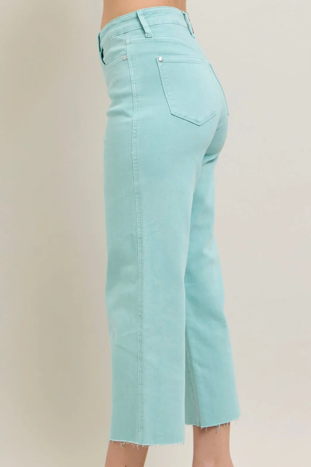 HW Garment Dyed Raw Hem Crop - Blue JB125
