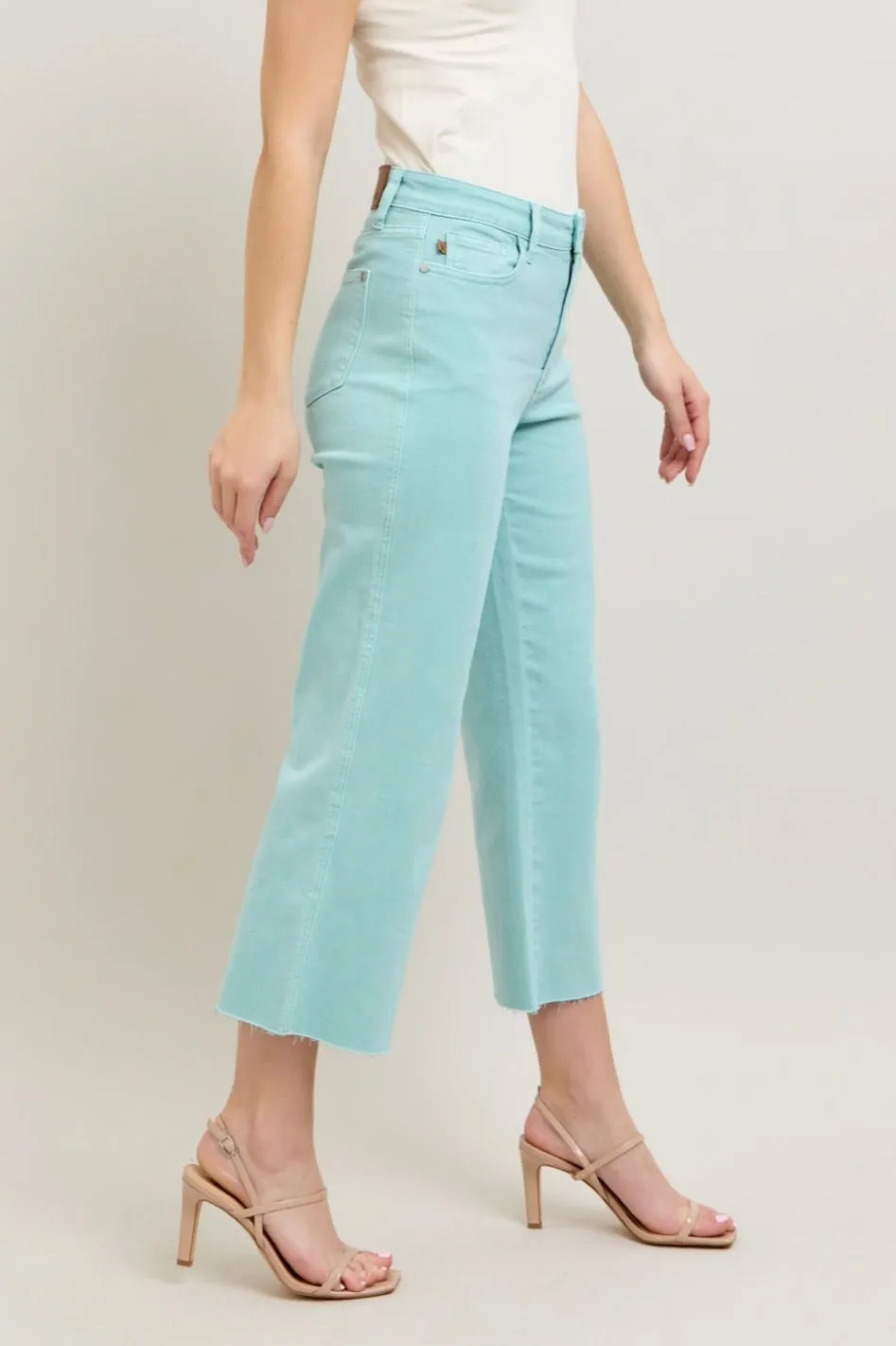 HW Garment Dyed Raw Hem Crop - Blue JB125