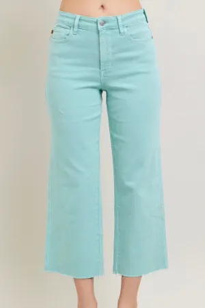 HW Garment Dyed Raw Hem Crop - Blue JB125