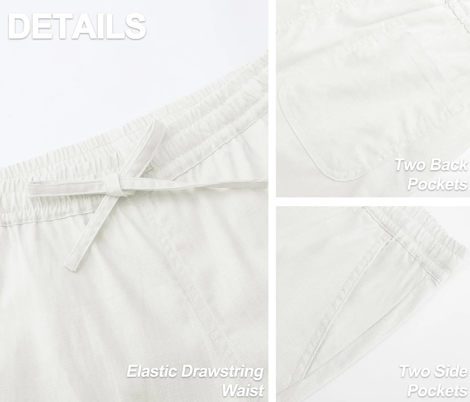 Janmid Men's Linen Pants Casual Elastic Waist Drawstring Yoga Beach Trousers