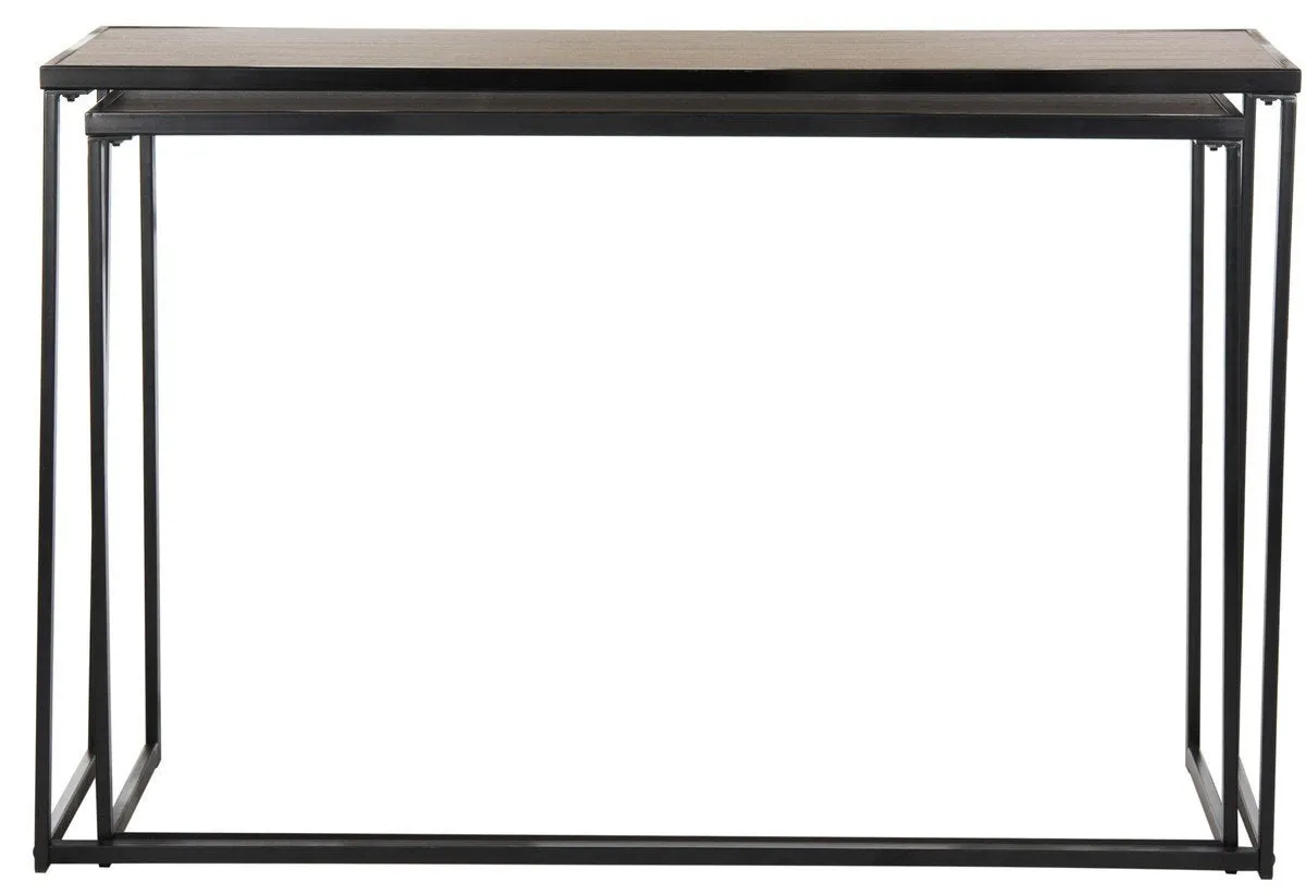Karyn Retro Mid Century Stacking Wood Console Light Grey/ Black