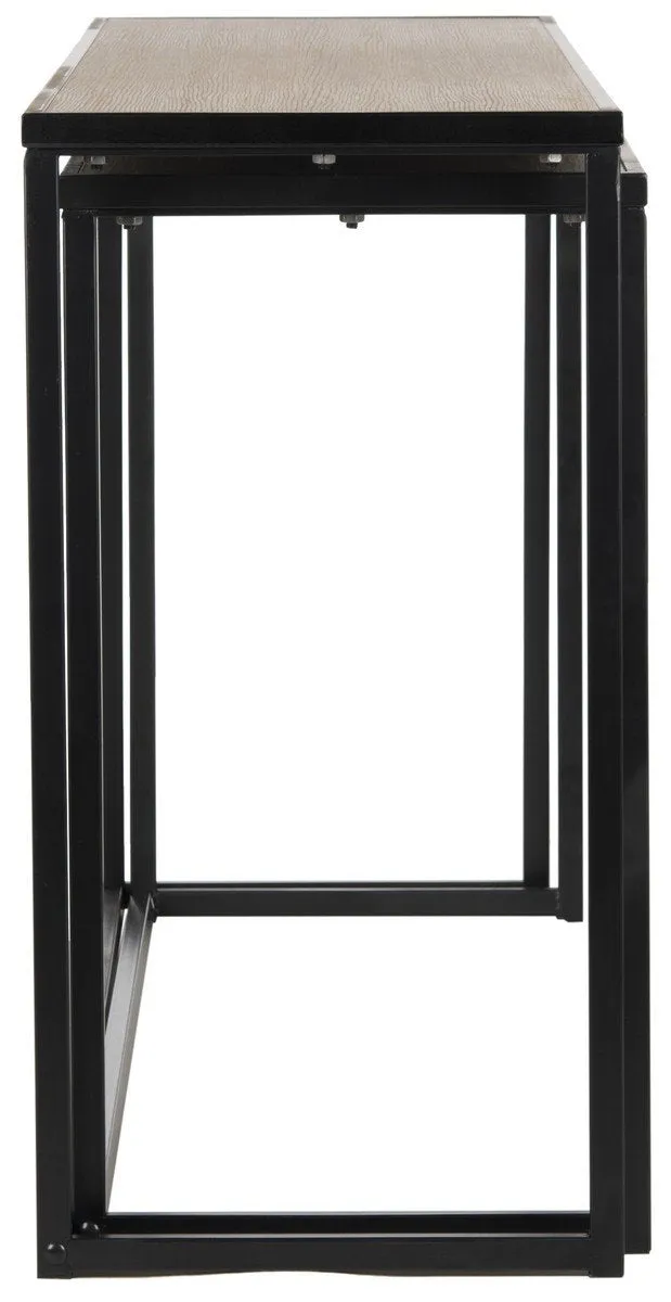 Karyn Retro Mid Century Stacking Wood Console Light Grey/ Black