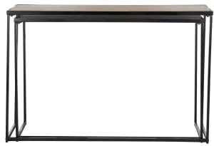 Karyn Retro Mid Century Stacking Wood Console Light Grey/ Black