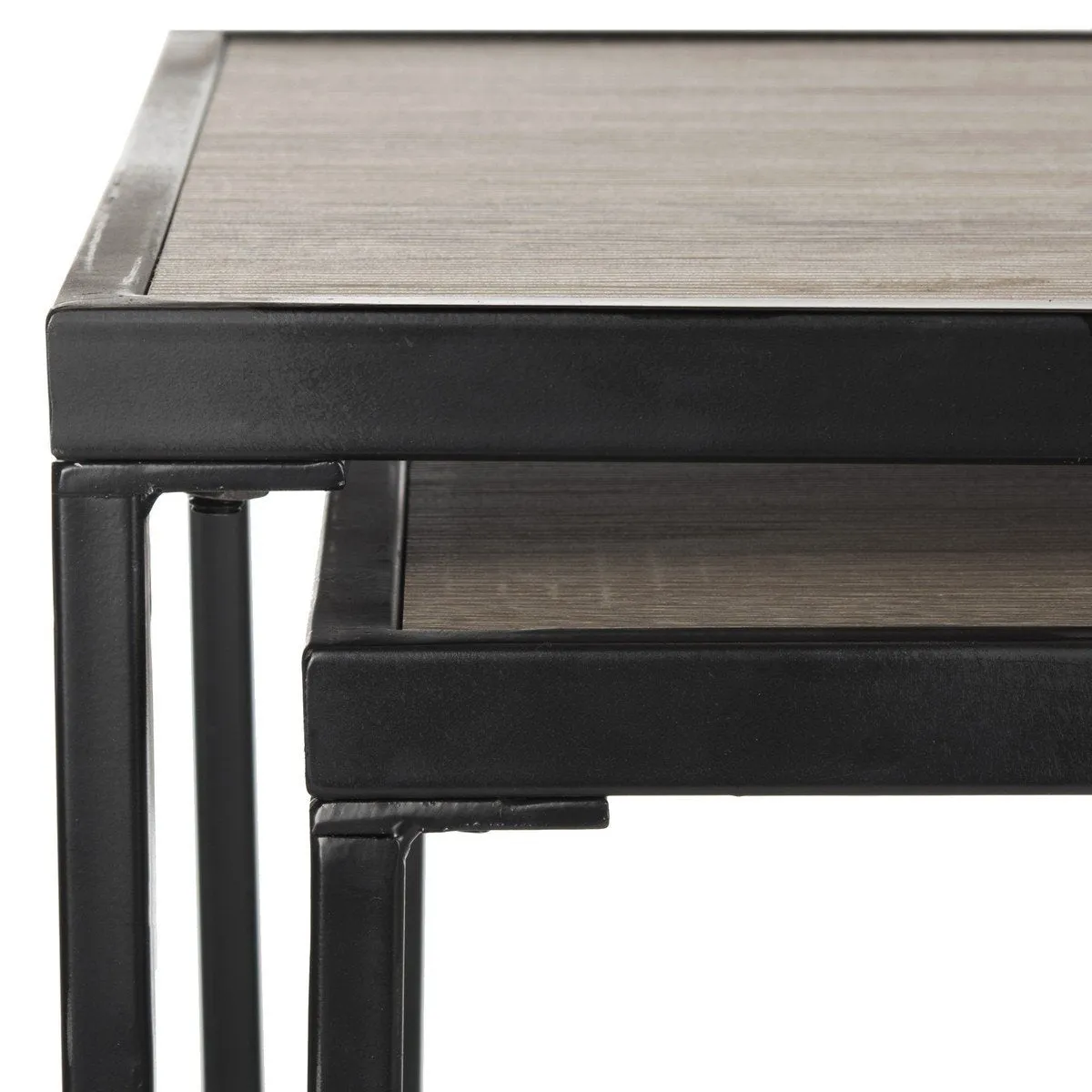 Karyn Retro Mid Century Stacking Wood Console Light Grey/ Black