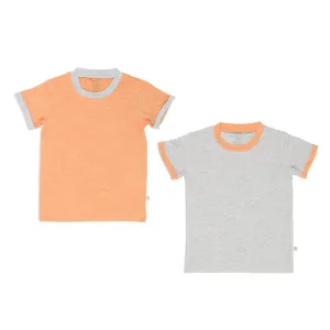 Kids Basic Tee (Folded Sleeves) (Pack of 2) - Khaki / Orange