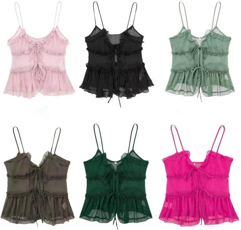 LAPRBY Womens Camisole Tops Tees Tank Elegant Ladies Cami Tops Y2k Halter Neck Sexy Crop Top Vest