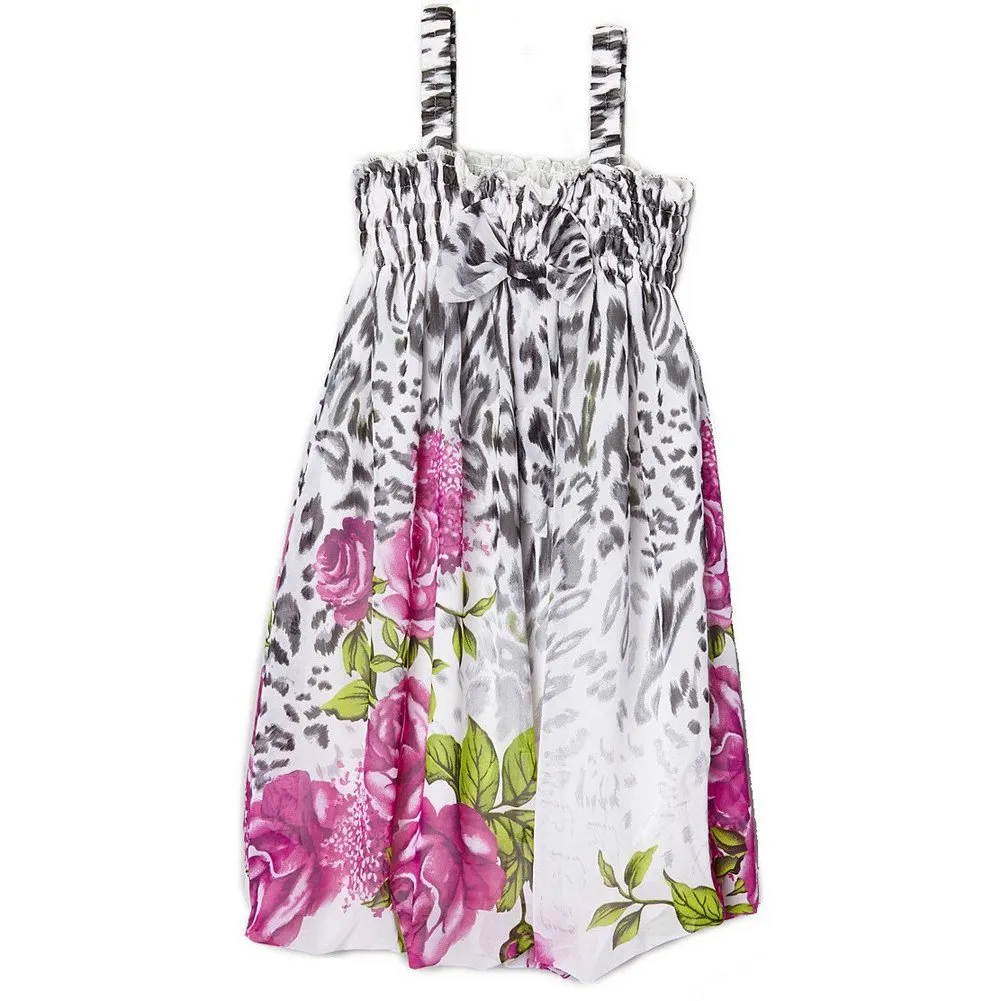 Little Girls Black White Rose Chiffon Baby Doll Dress 24M-8