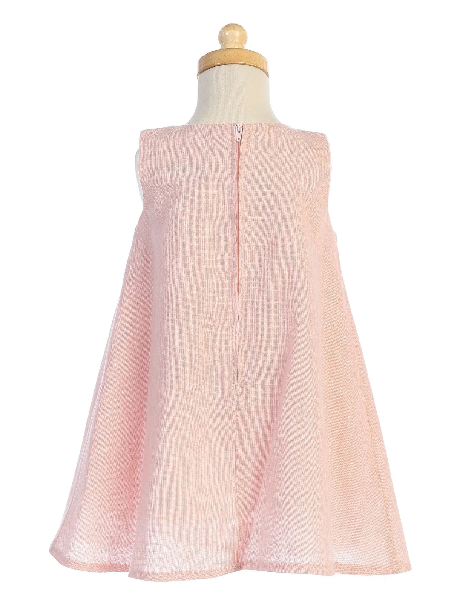 Little Girls Peach Lace Sleeveless A-Line Easter Dress 2T-7