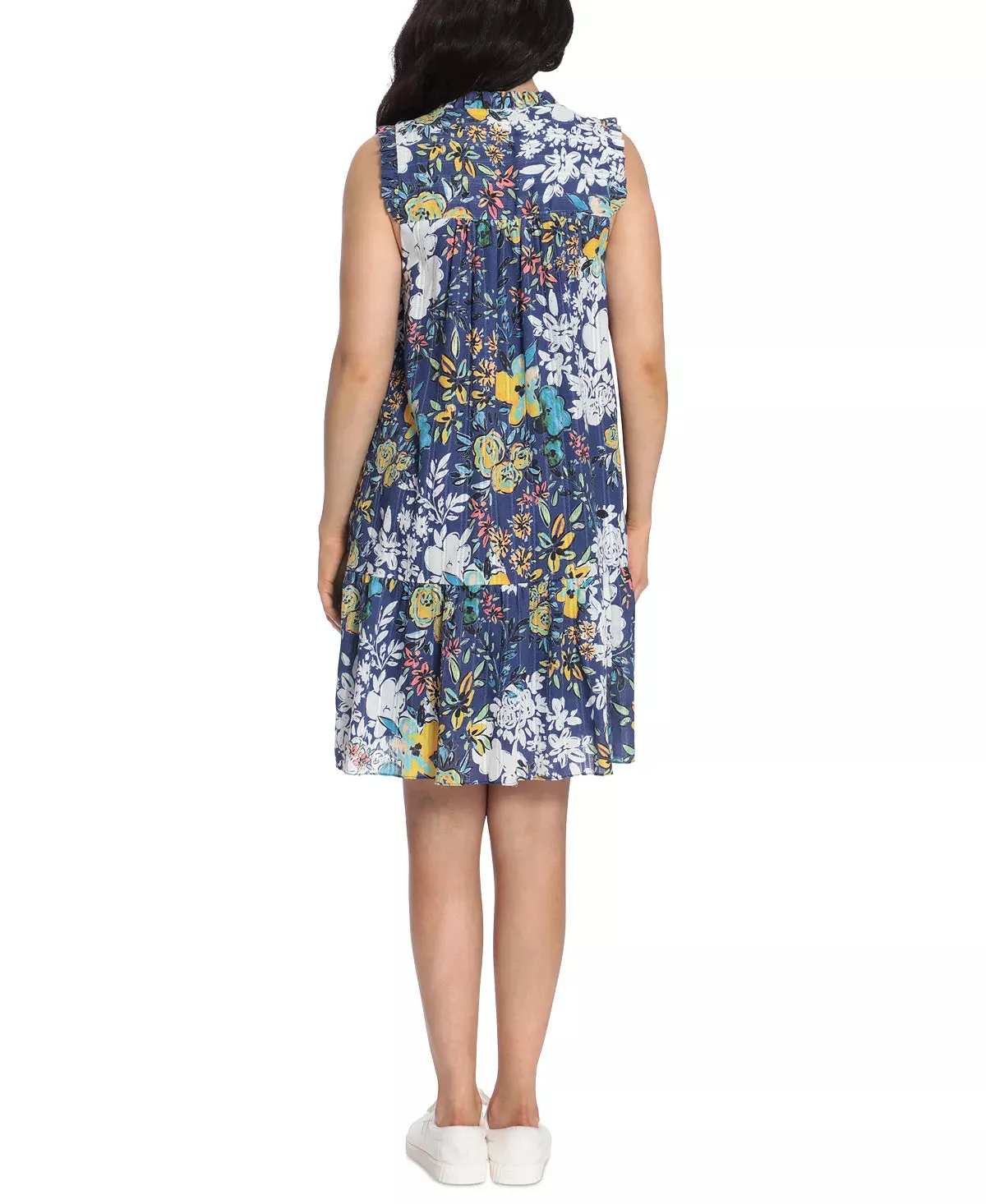 London Times Petite Ruffled Tiered-Hem Dress