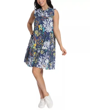 London Times Petite Ruffled Tiered-Hem Dress