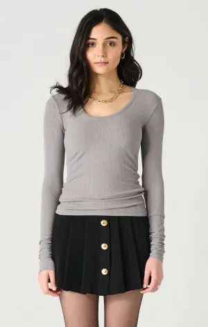 Ls Scoop Neck Ribbed Top