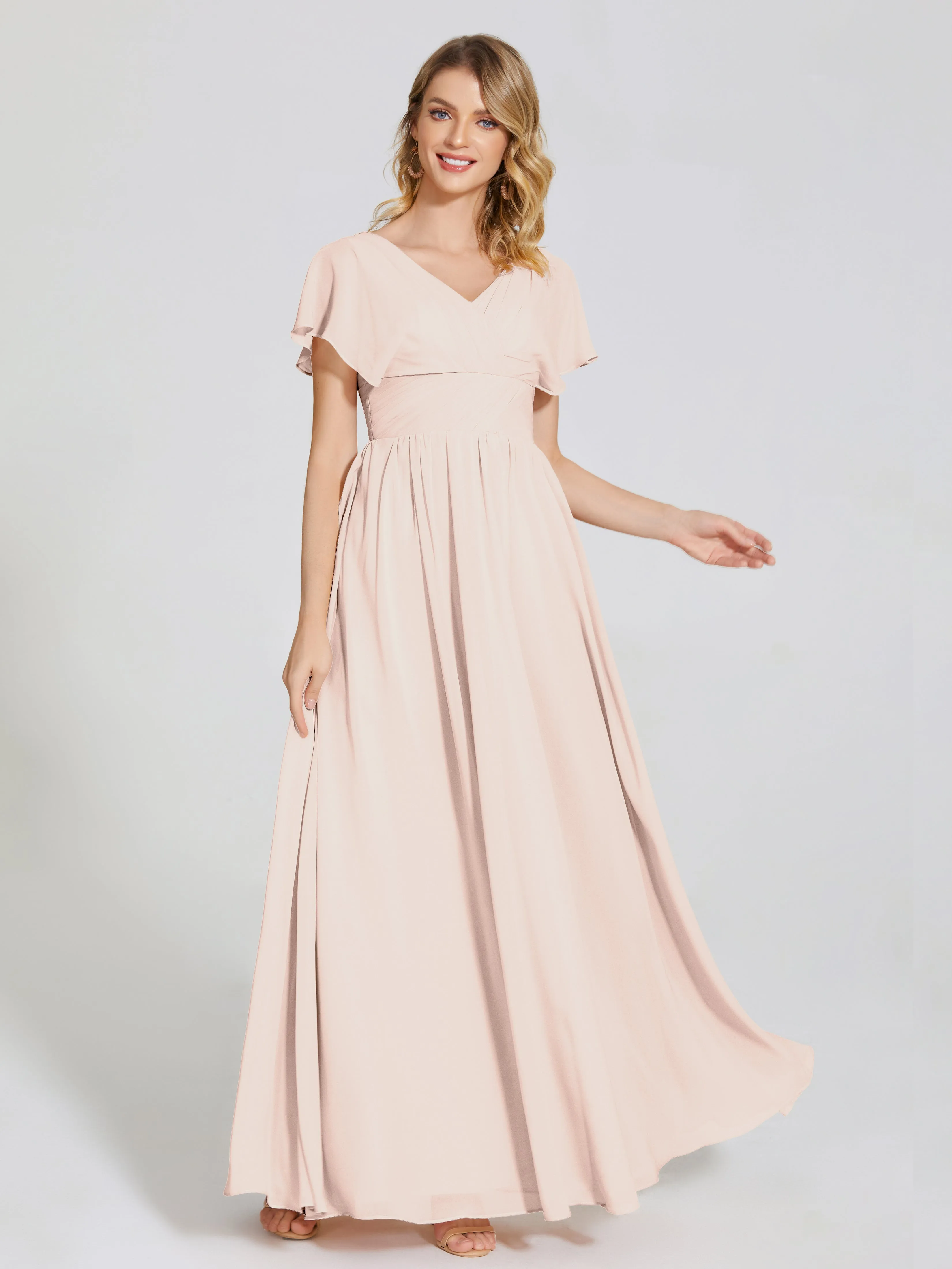 Malia Flowy Cap Sleeves Bridesmaid Dresses With Pockets