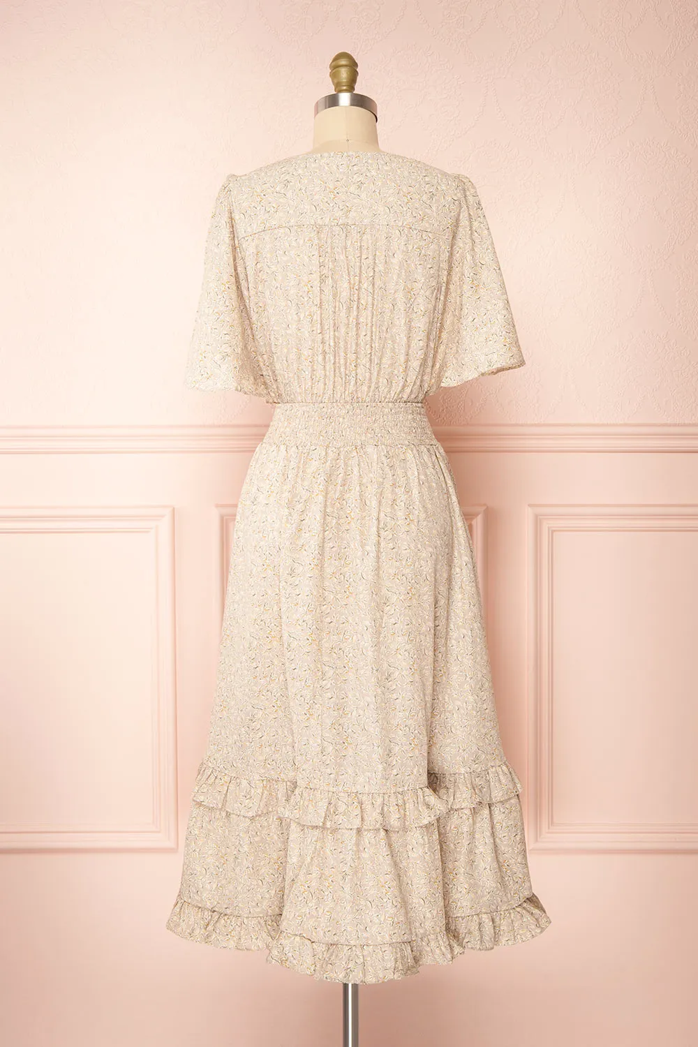 Melyssa | Patterned Midi Dress w/ Flowy Sleeves
