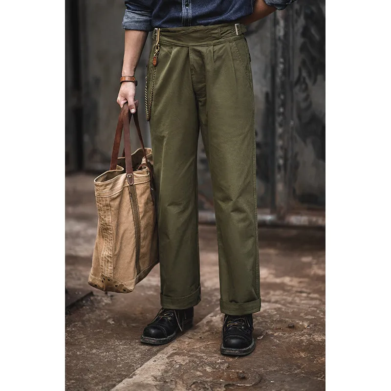 Men's 90s Retro Military Style High Waist Pants
