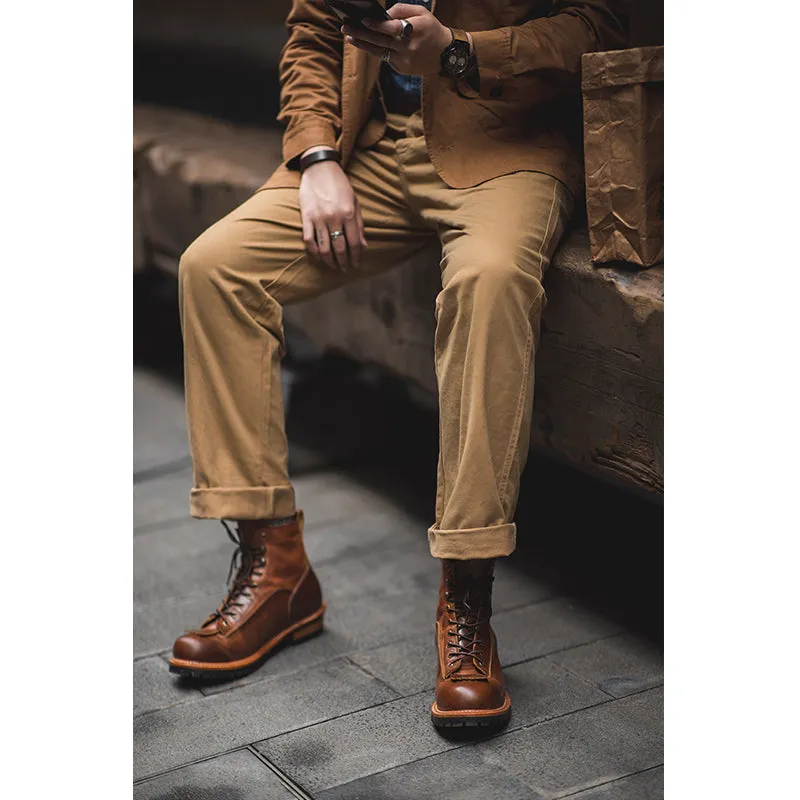 Men's 90s Retro Military Style High Waist Pants