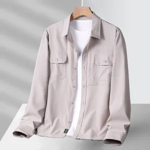 Mens Long Sleeve Shirt  Relaxed Fit  Breathable Cotton Blend  Utility Pockets