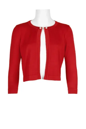 Nina Leonard Scoop Neck Chain Detail Long Sleeve Rayon Knit Bolero