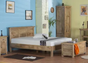 Odisha Solid Chunky Mango Wood King Size Bed Frame