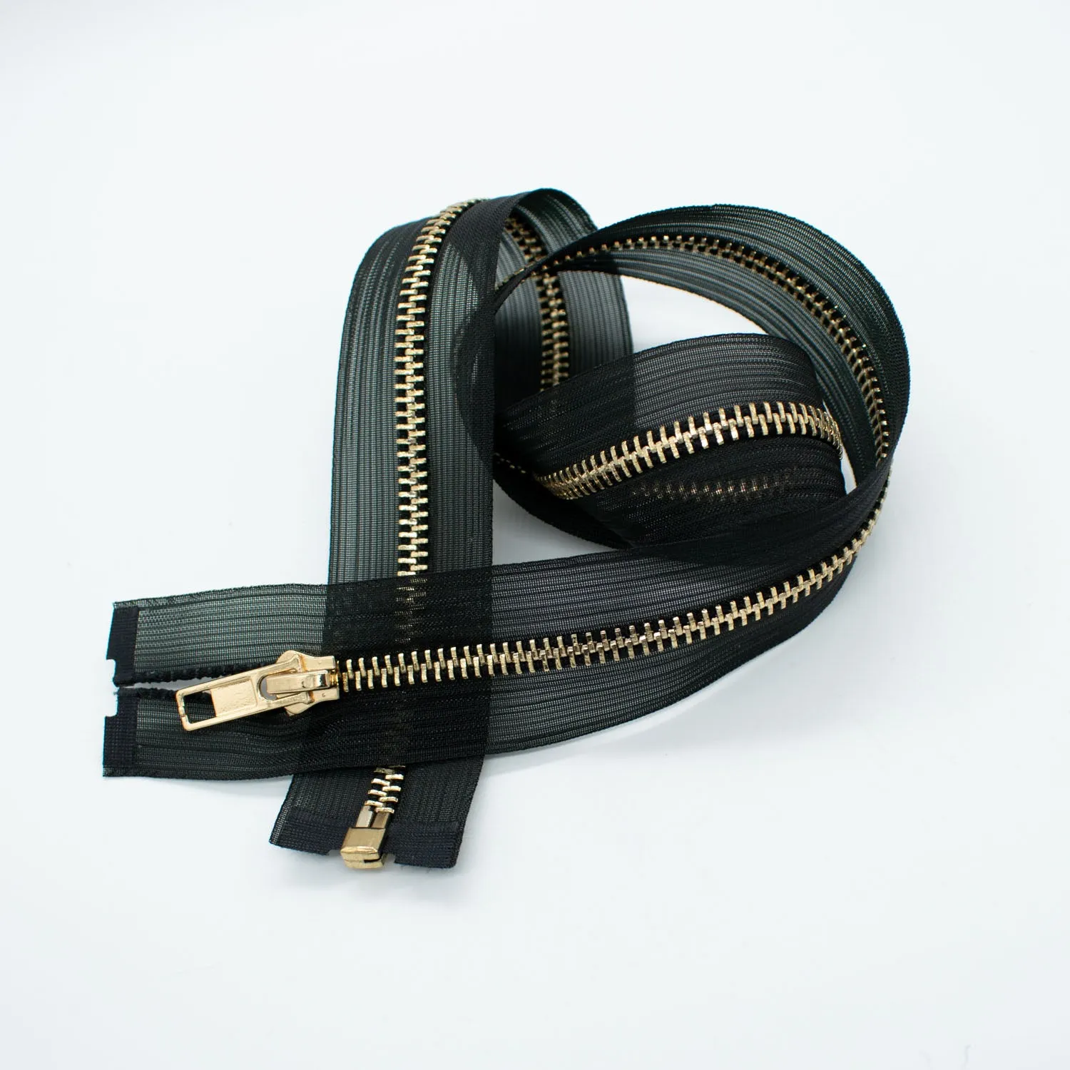 Open End Nylon Metal Fashion Zip 65CM Black & Gold