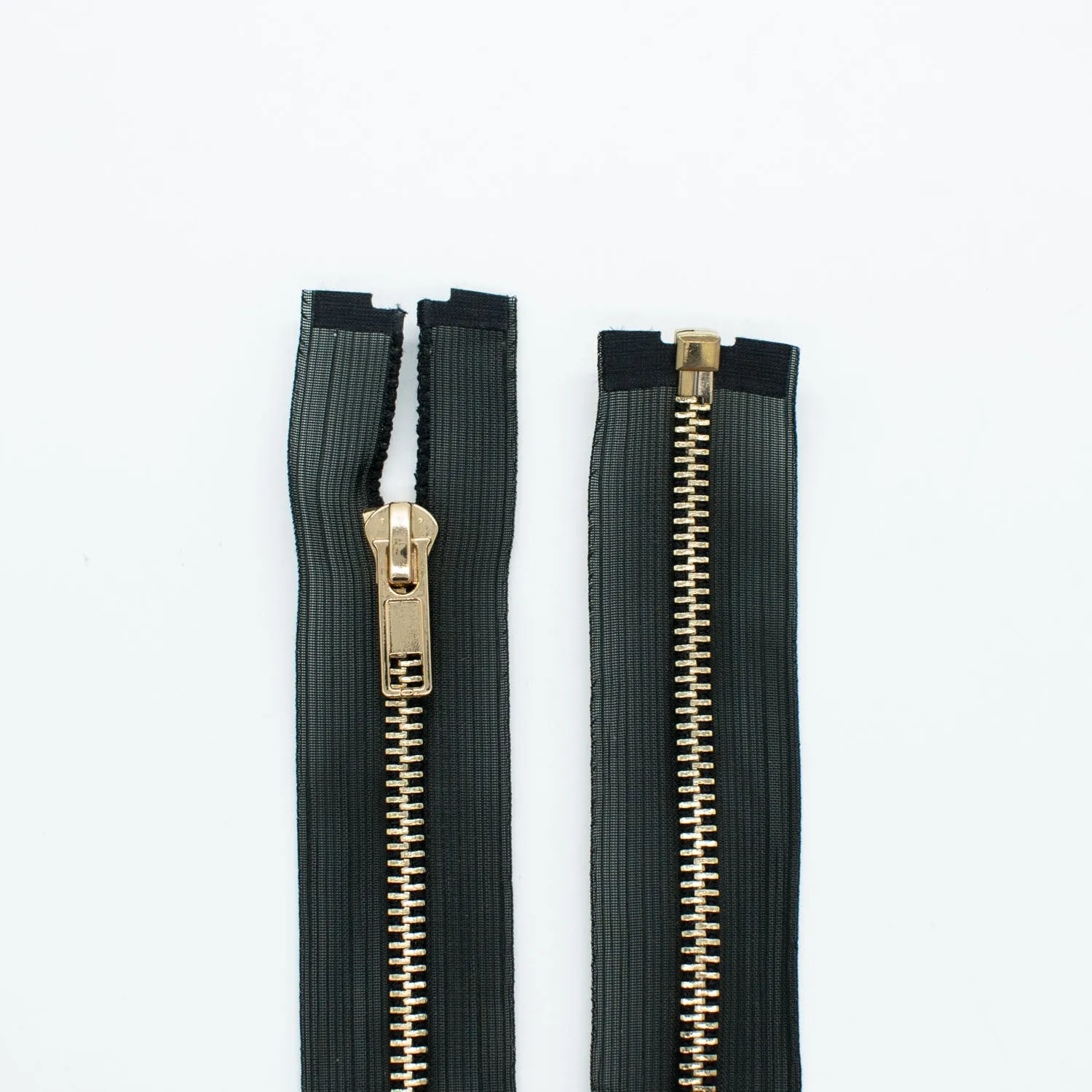 Open End Nylon Metal Fashion Zip 65CM Black & Gold