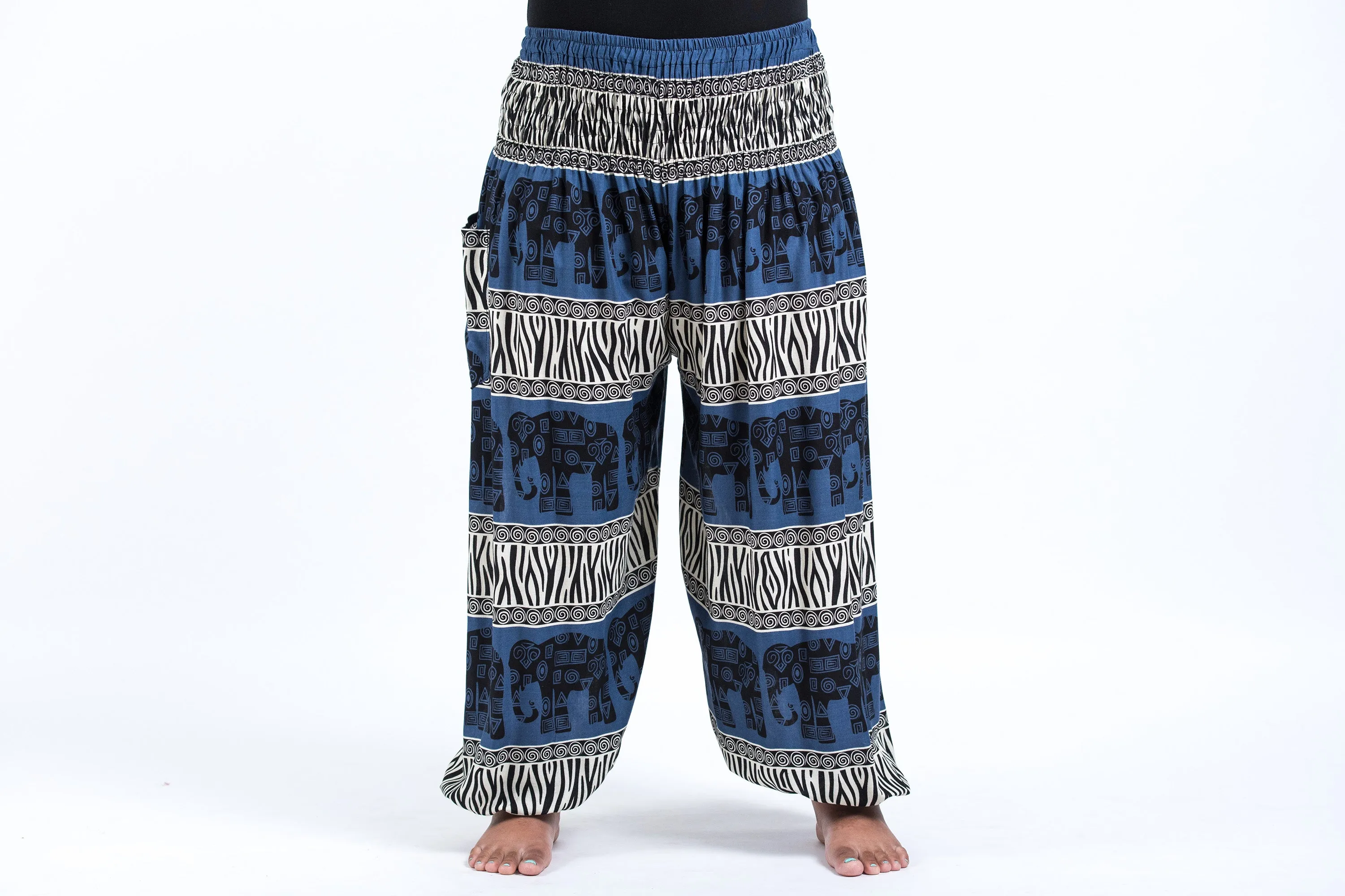 Plus Size Safari Elephant Women's Elephant Pants in Blue
