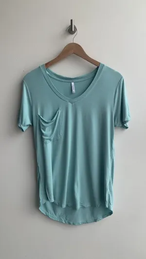 Pre-Owned Z Supply Light Green Chest Pocket V-Neck T-Shirt- Size Small