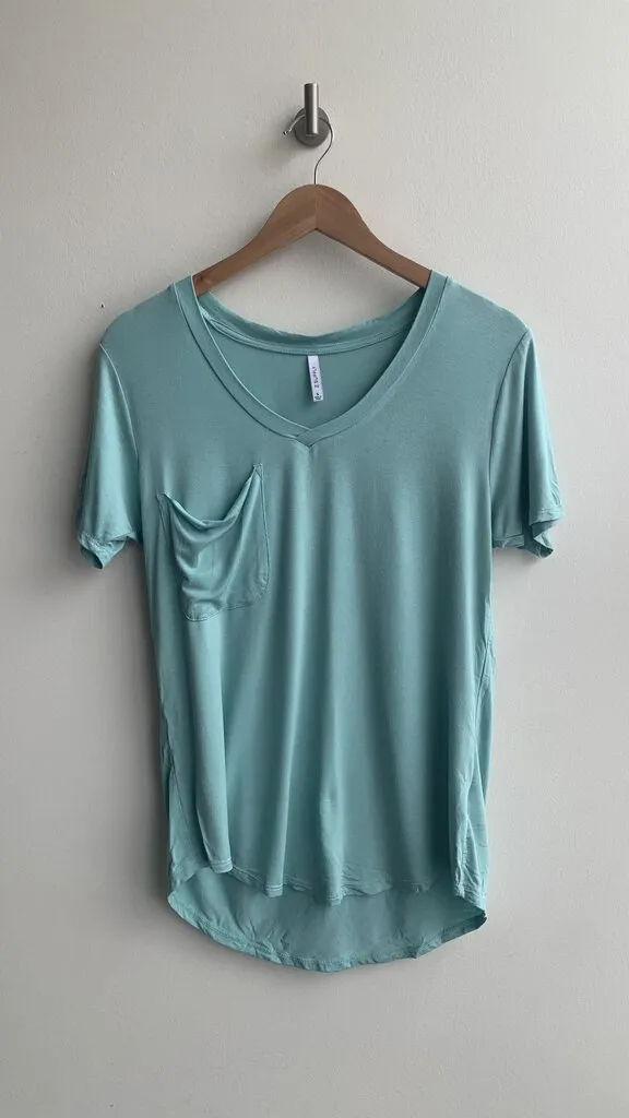 Pre-Owned Z Supply Light Green Chest Pocket V-Neck T-Shirt- Size Small