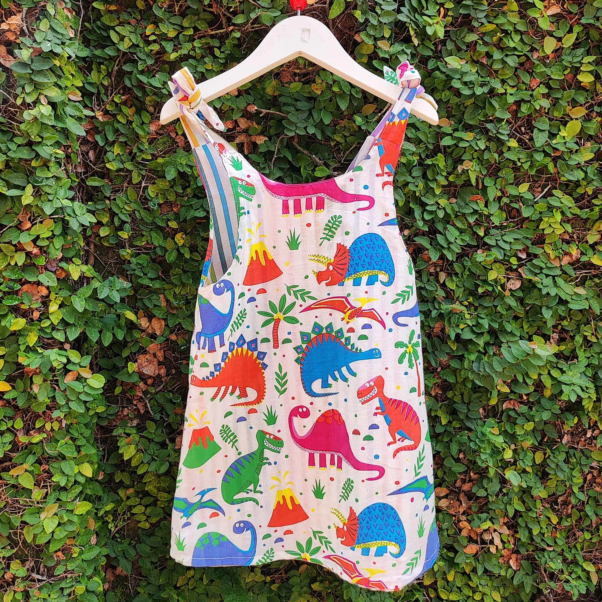 Rainbow Dinos Versatile Cotton Dress