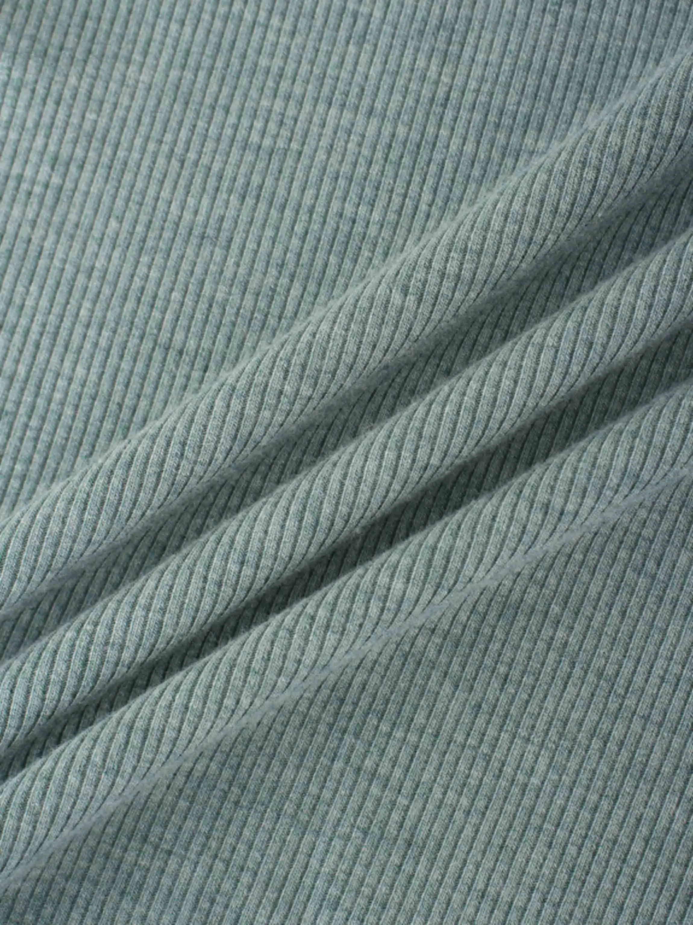 RIBBED HIGH V 3Q-HEATHERED GREEN