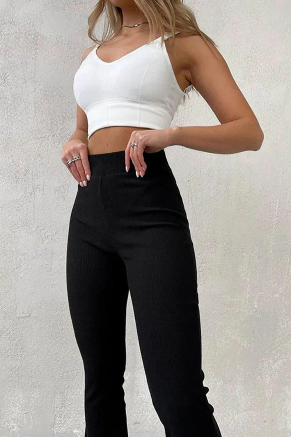Roam In Style Ribbed High Waist Bootcut Pants