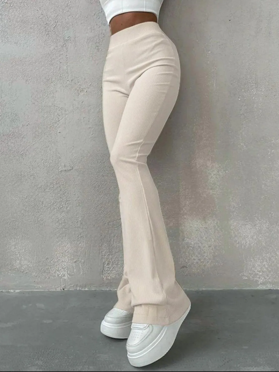 Roam In Style Ribbed High Waist Bootcut Pants
