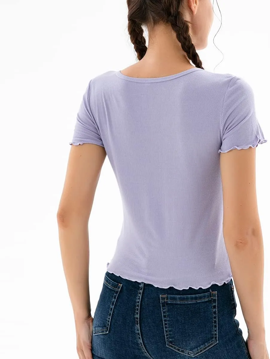 SANQIANG 2 Pack Short Sleeve T Shirts for Women Cotton Slim-Fit Tops V Neck Soft Casual Undershirt