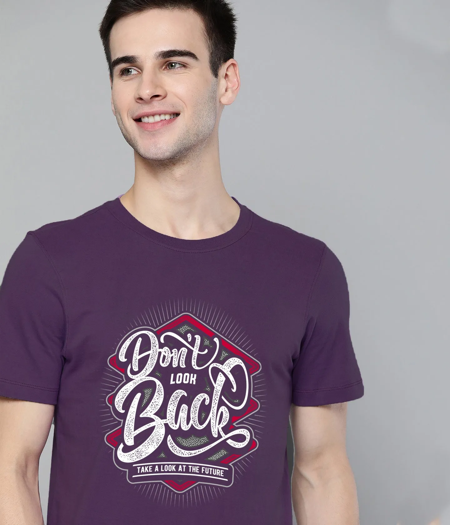 Semantic Graphic Cotton T-shirt - Dont Look Back