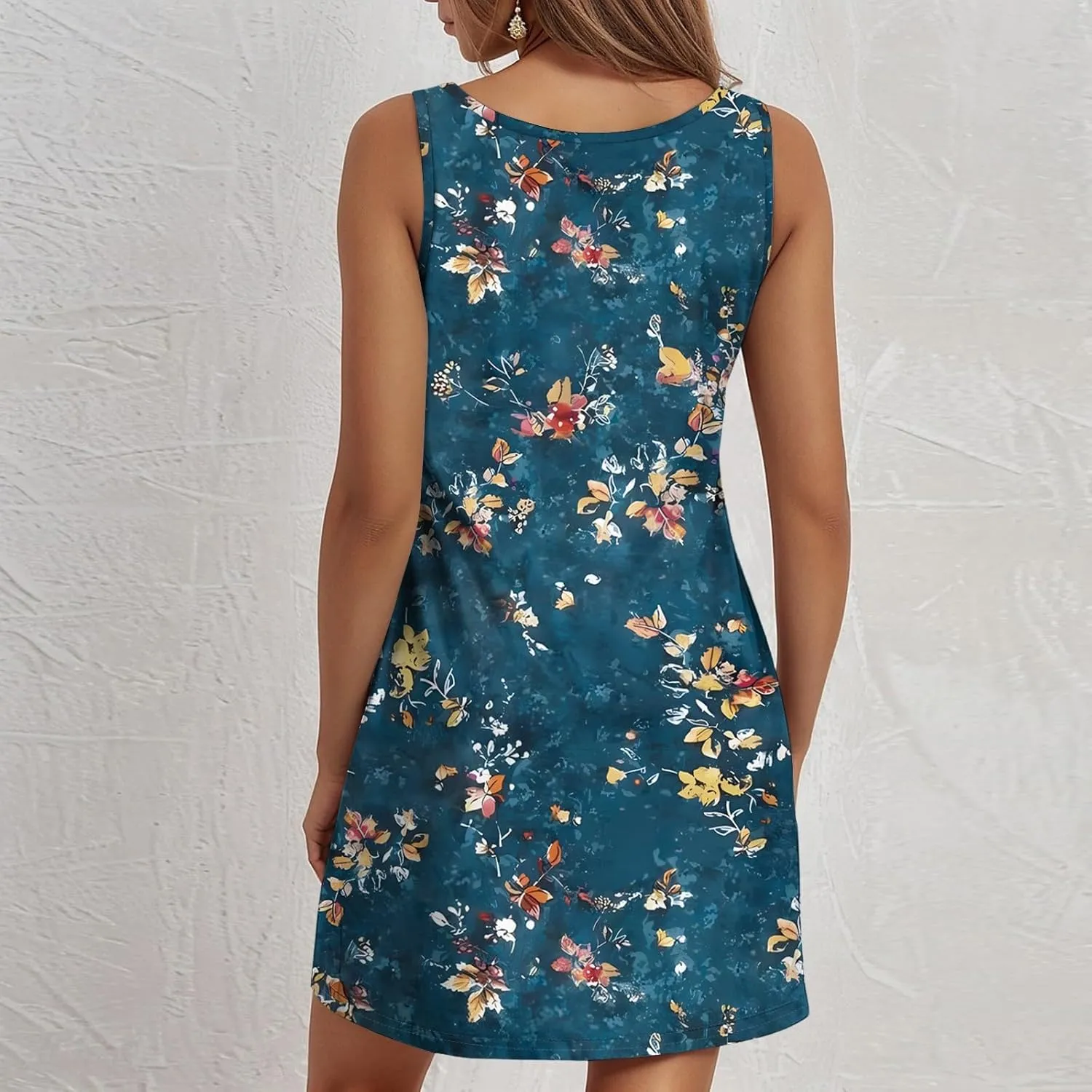 Short Sundresses for Women 2025 Vacation Summer Casual Boho Beach T Shirt Dress with Pockets Mini Tank Dress
