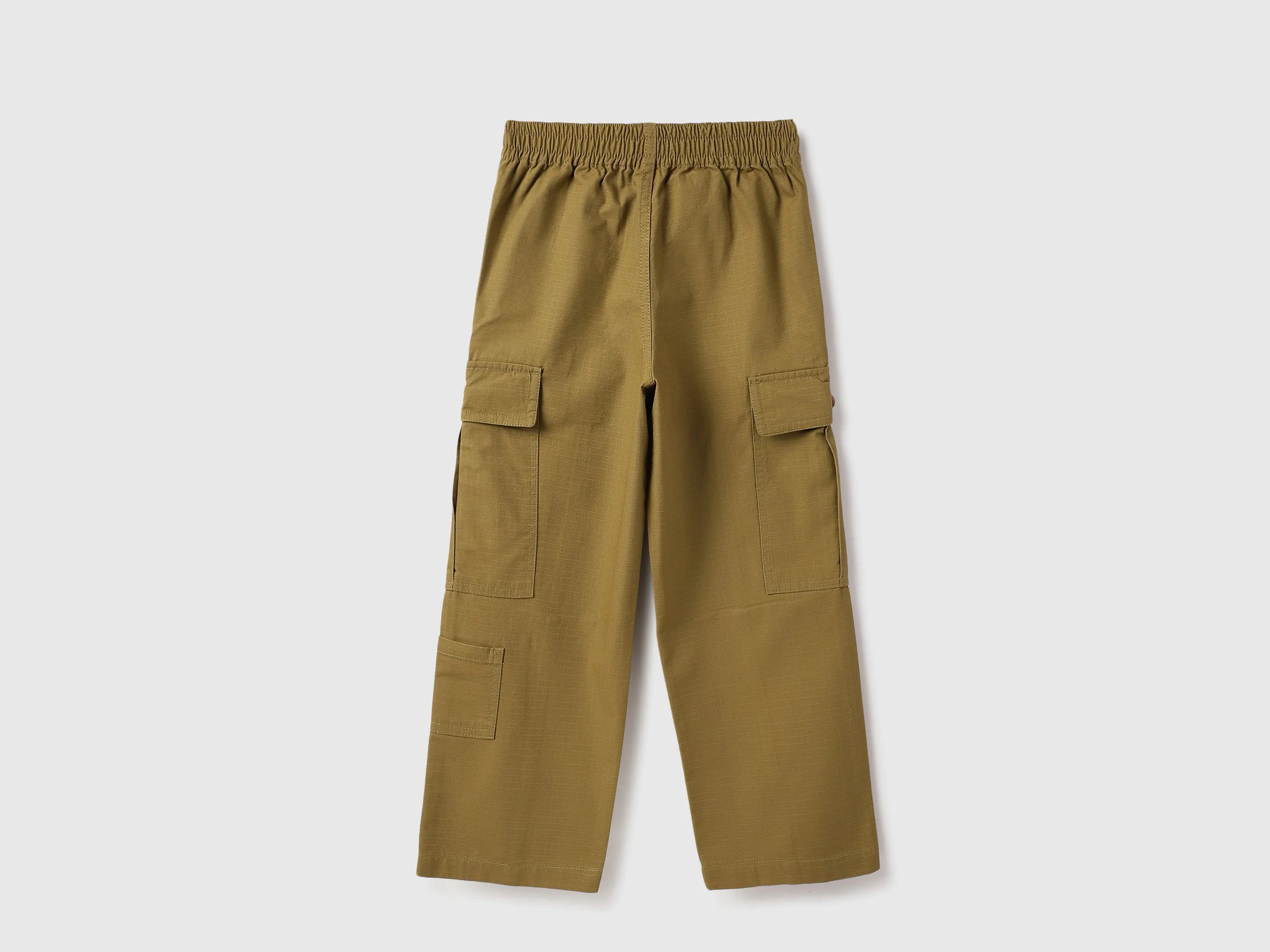 Solid Loose Fit Ribstop Cargo Trousers