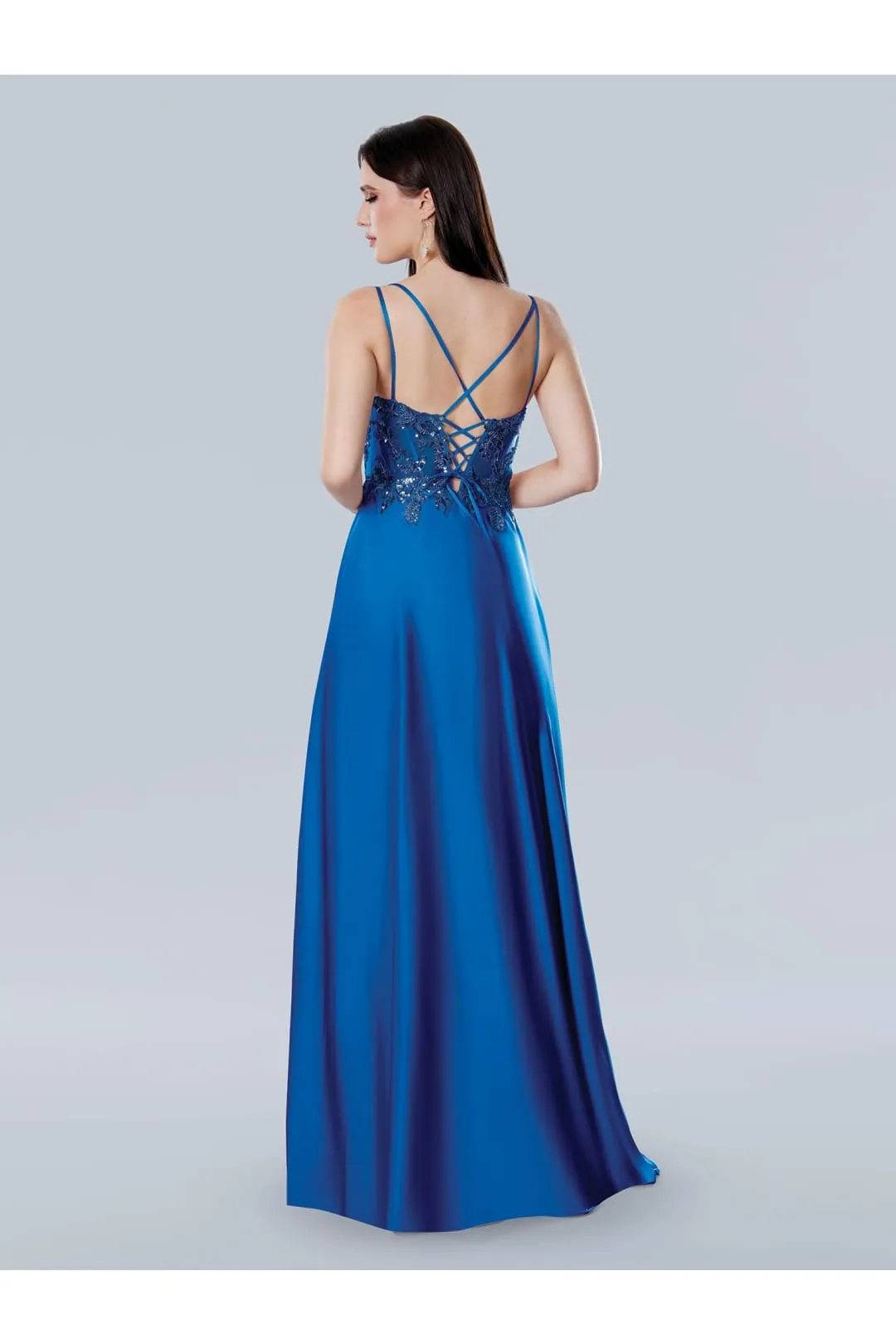 Stella Couture 25159 A Line Long Corset Formal Sequin Prom Dress