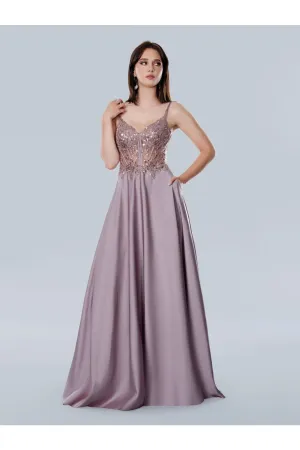 Stella Couture 25159 A Line Long Corset Formal Sequin Prom Dress