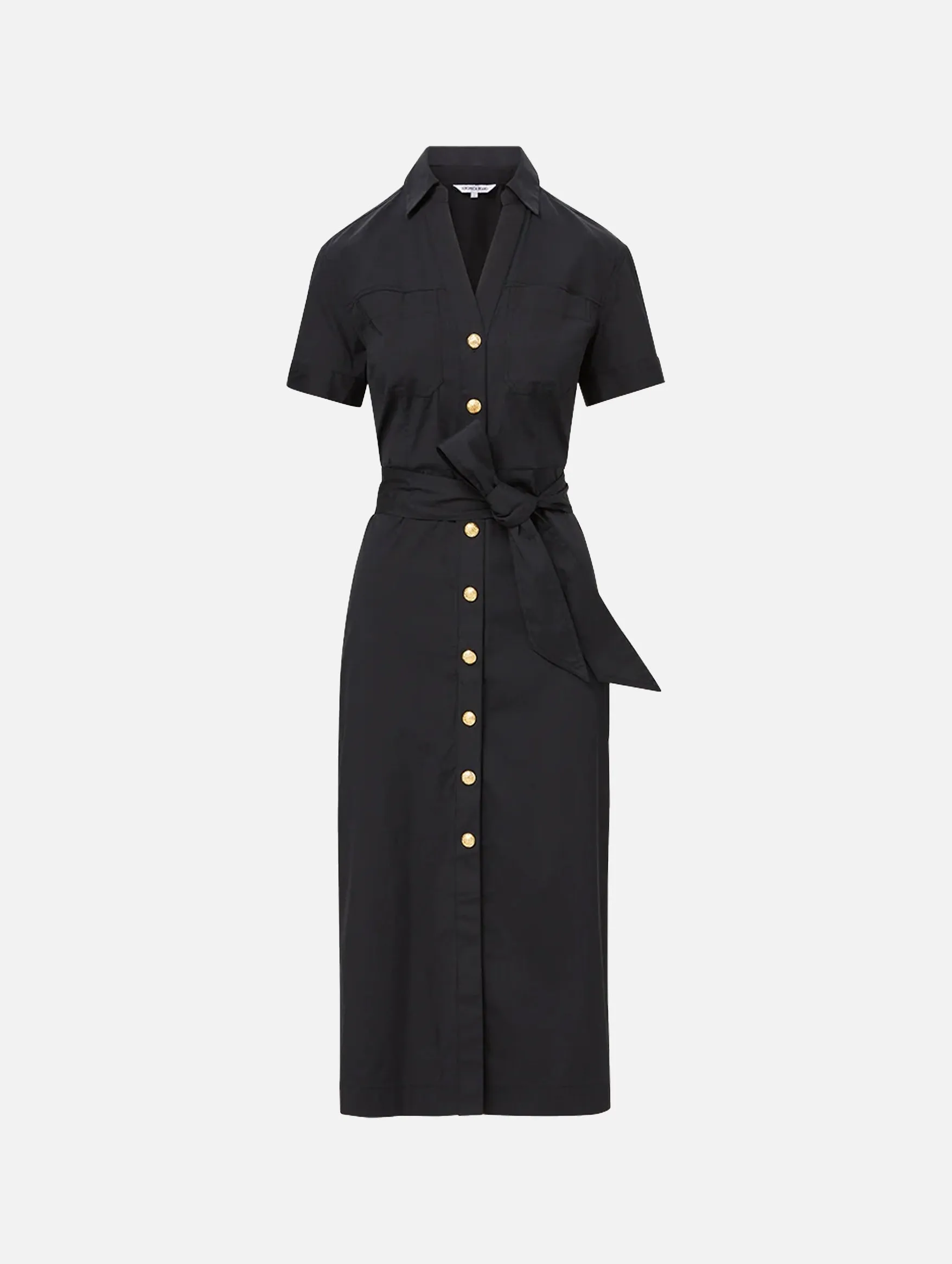 Tabby Midi Cotton Dress in Black