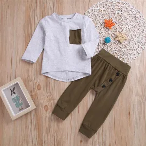 Toddler Boys Long Sleeve Casual Top & Pants Cheap Baby Clothes In Bulk