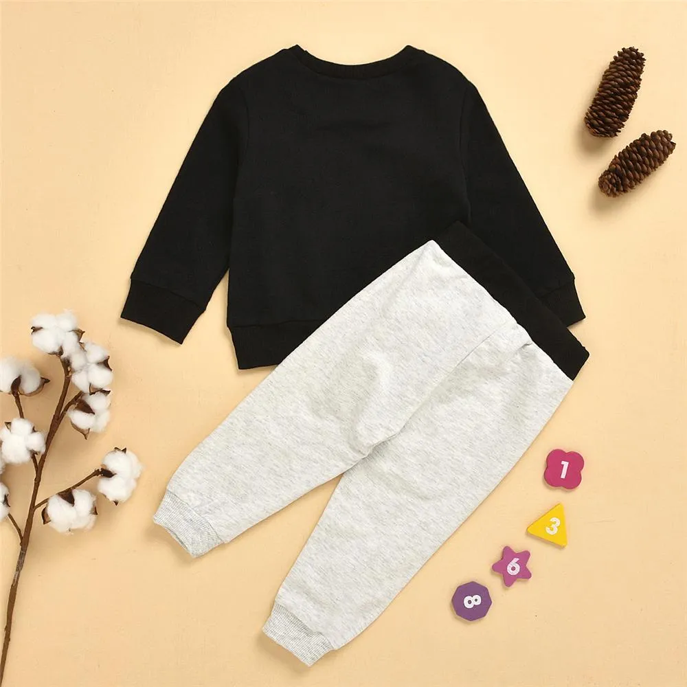 Toddler Girls Letter Printed Long Sleeve Top & Pants Wholesale Boys Clothes