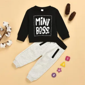 Toddler Girls Letter Printed Long Sleeve Top & Pants Wholesale Boys Clothes