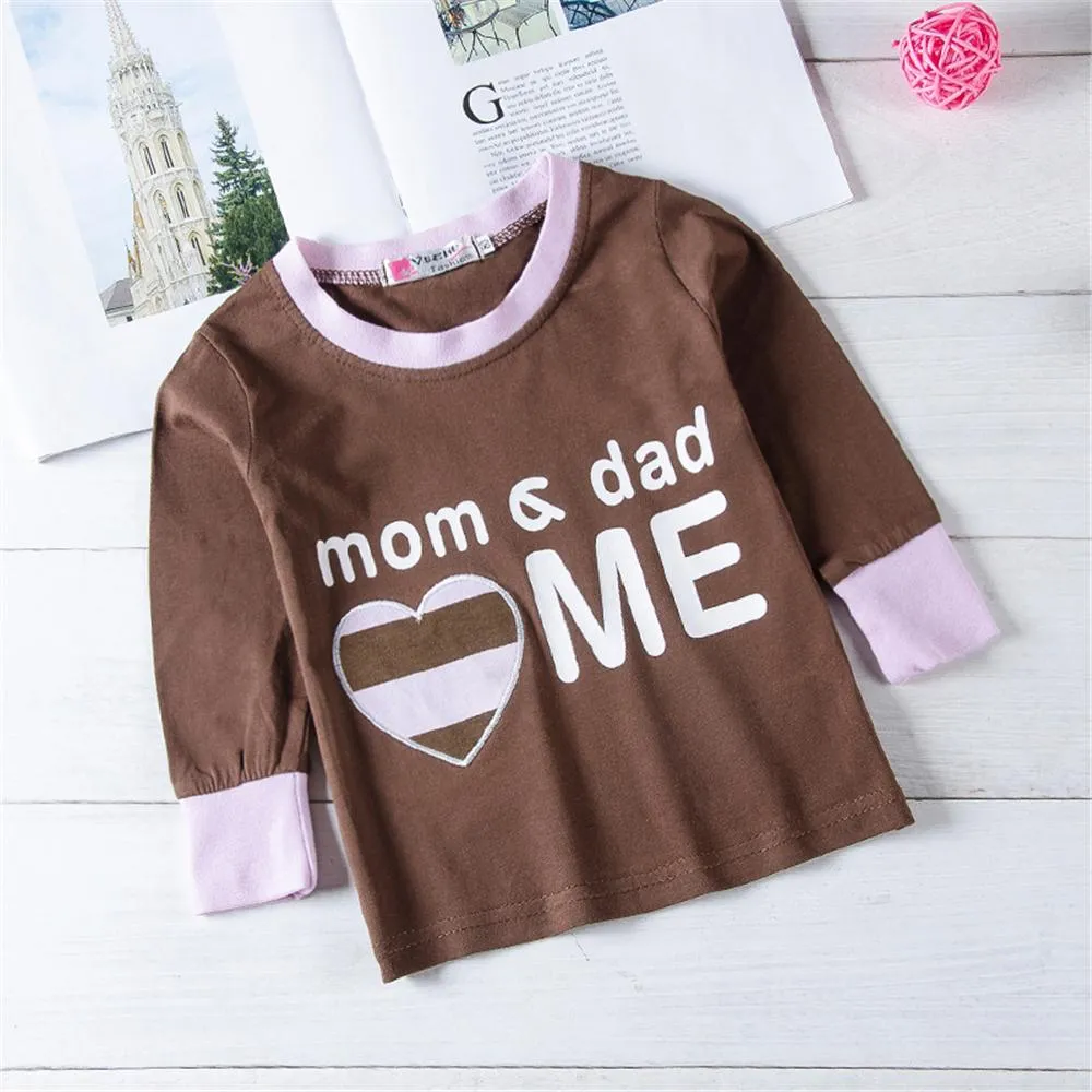 Toddler Girls Striped Letter Print Heart Top & Pants Girls Clothes Wholesale