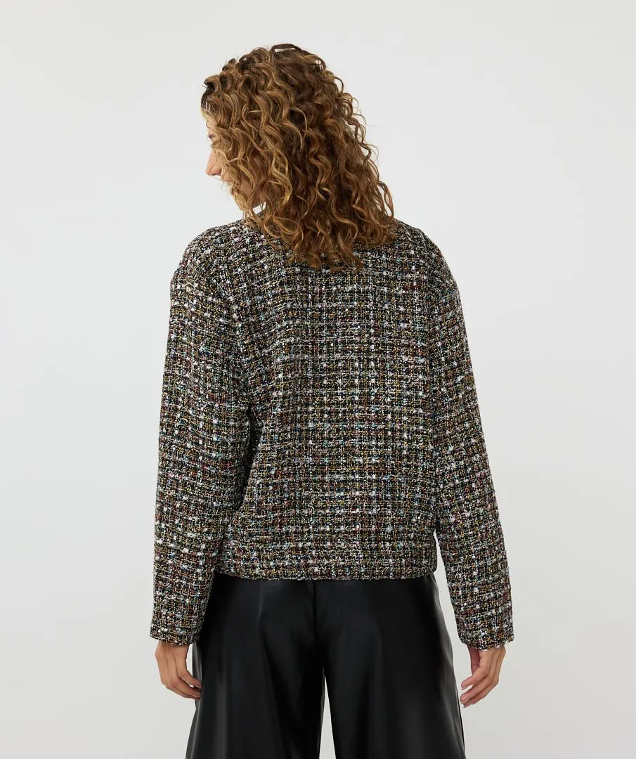 Tove Tweed Bomber Jacket in Black- EsQualo W2417708