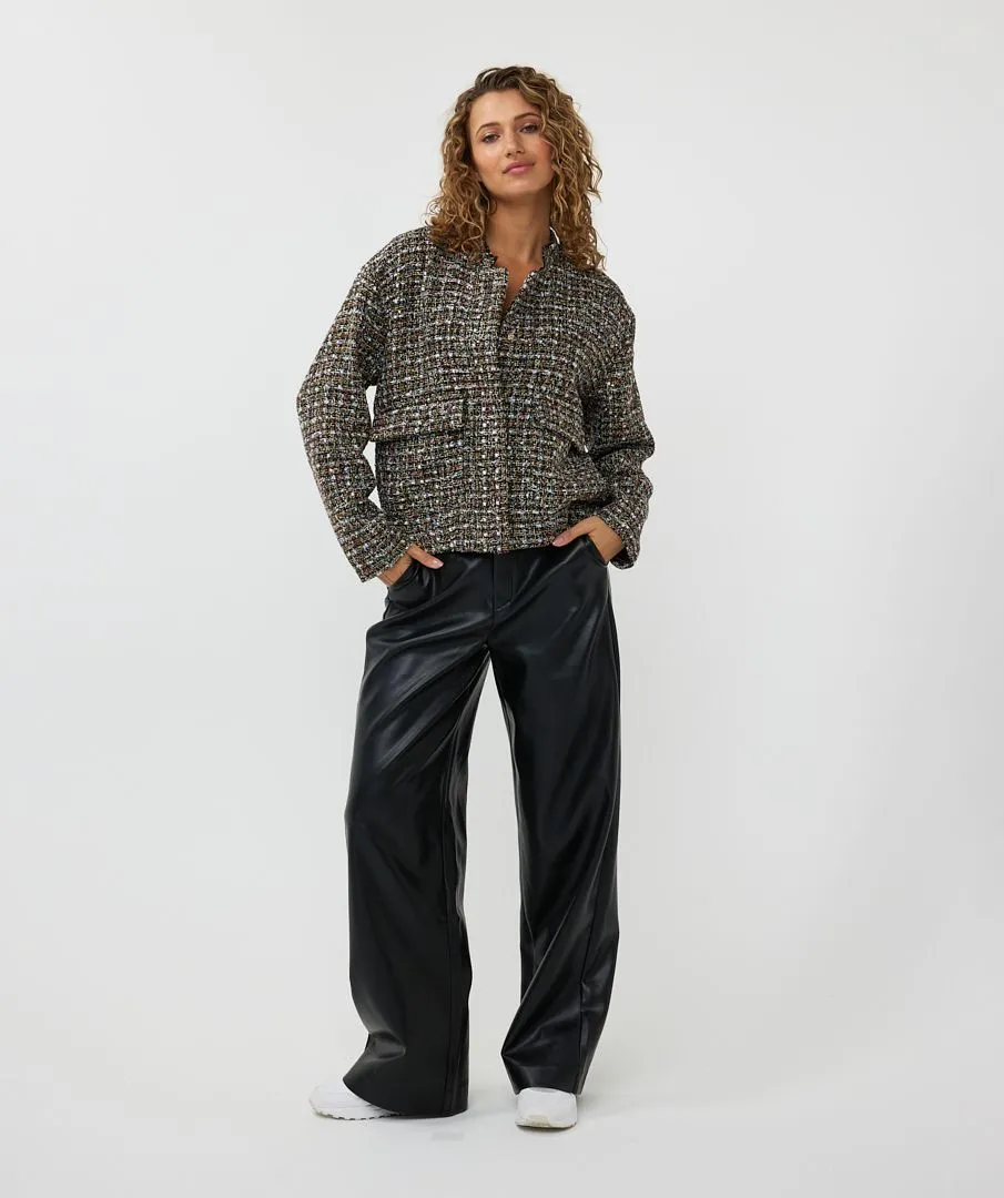 Tove Tweed Bomber Jacket in Black- EsQualo W2417708