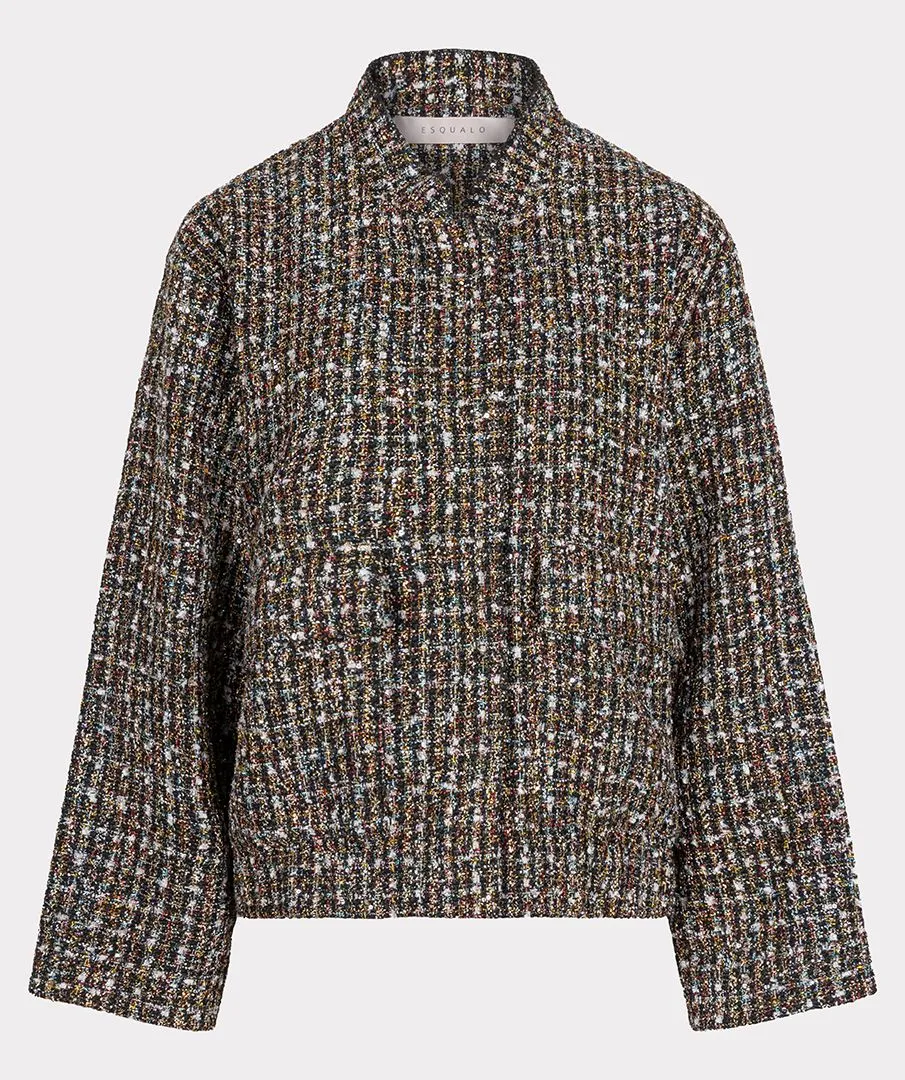 Tove Tweed Bomber Jacket in Black- EsQualo W2417708