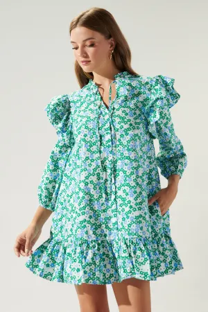 Turquatic Floral Sammy Ruffle Drop Waist Dress