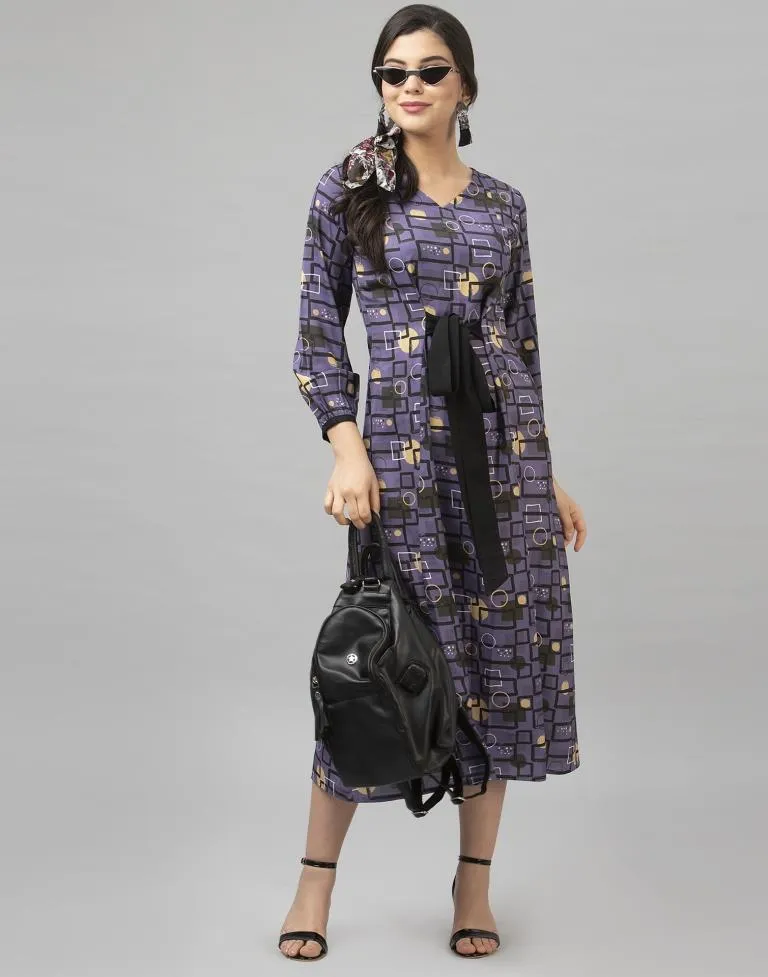 Versatile Purple Coloured Digital Printed Crepe Dress