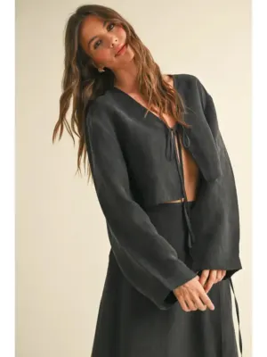 Viola Long Sleeve Tie Front Top