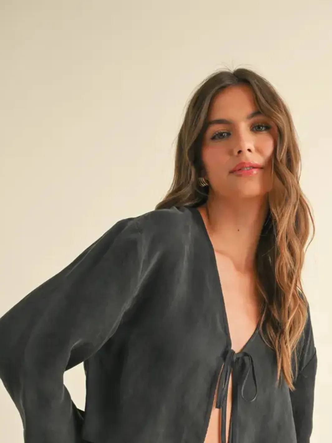 Viola Long Sleeve Tie Front Top