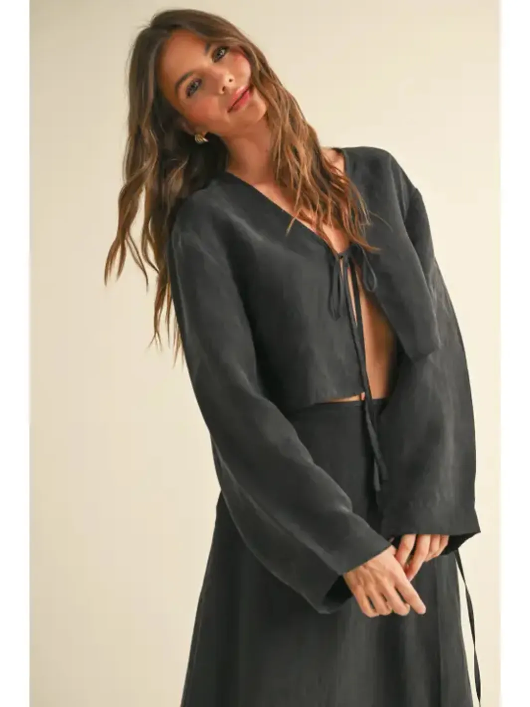 Viola Long Sleeve Tie Front Top